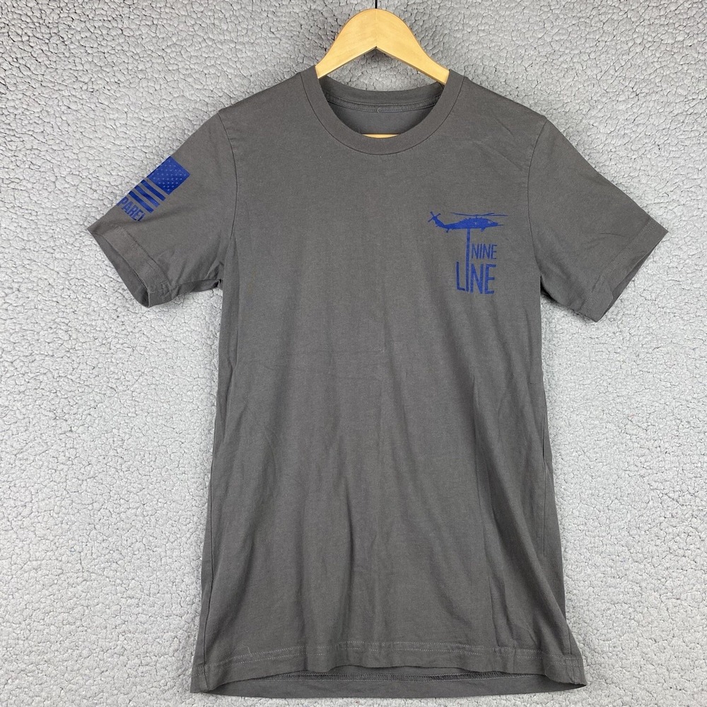 Nine Line Thing Blue Line Skull T-Shirt Men's XS Gray American Flag‎ Scale TBL